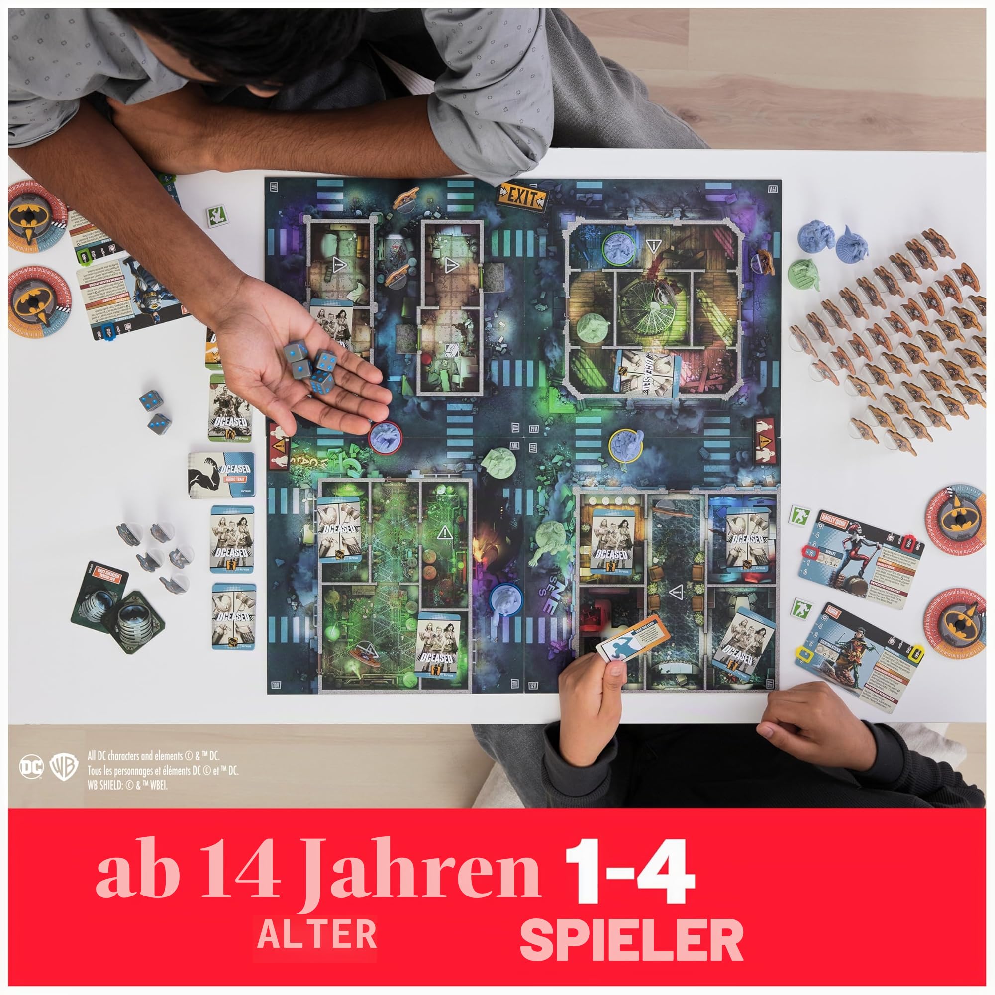 DCeased: Gotham City Outbreak EIN Zombicide Spiel für Familienspielabend, DC Comics Minis, Erwachsenenspiel, Strategie-Brettspiel, für Erwachsene und Jugendliche ab 14 Jahren