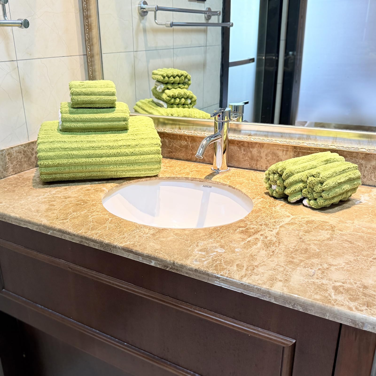 YTYC Oversized Bath Sheets - 39x78 Inch Extra Large Super Soft Microfiber Towels, Olive Green, 6 Pack