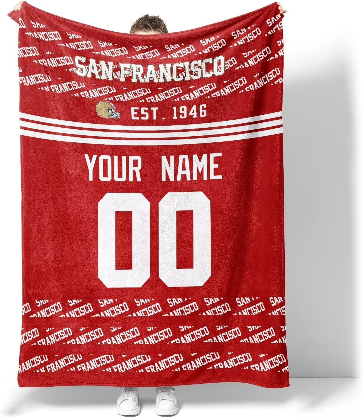 ANTKING San Francisco Throw Blanket Custom Name and Number Blanket for Men Women Boy Gifts