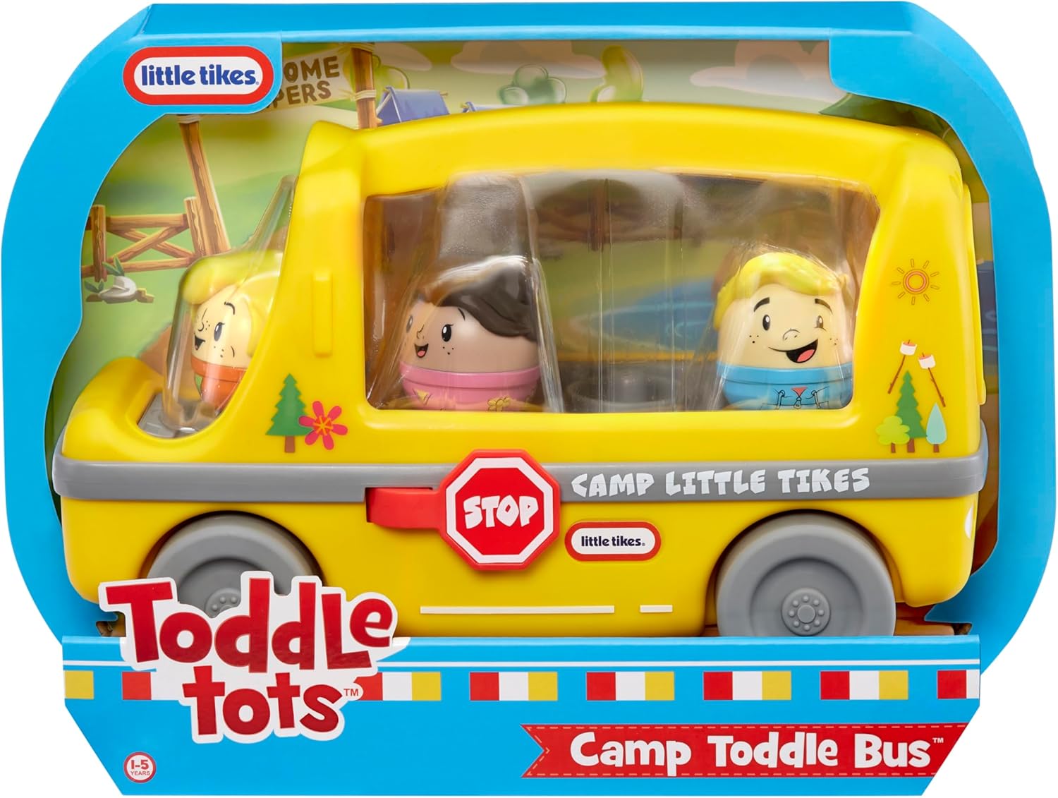 Little tikes Toddle Tots Camp Toddle Bus - Toddle Playset, Includes Bus & 3 Character Figures for Pretend Play, Toy and Present for Toddlers and Kids, for Boys and Girls Ages 1-5 Years