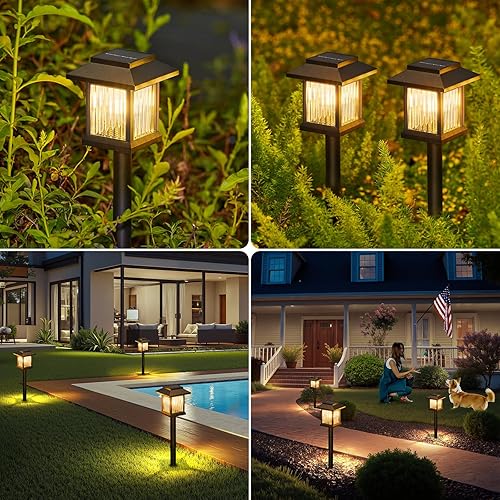 Miniatura 4 de KOOPER 10 Pack Solar Pathway Lights Outdoor, Unique Solar Garden Lights Outdoor Waterproof, Bright Walkway Llights UP to 10 Hours of Lighting