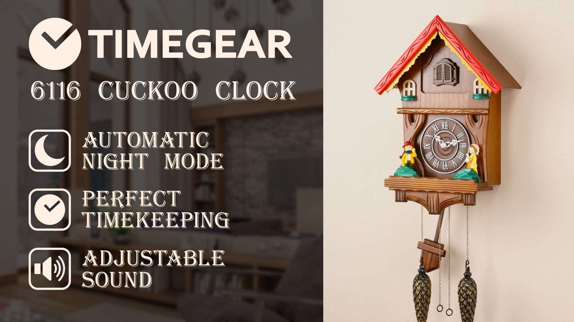 Amazon.com: TIMEGEAR Cuckoo Clock with Night Mode and Quartz
