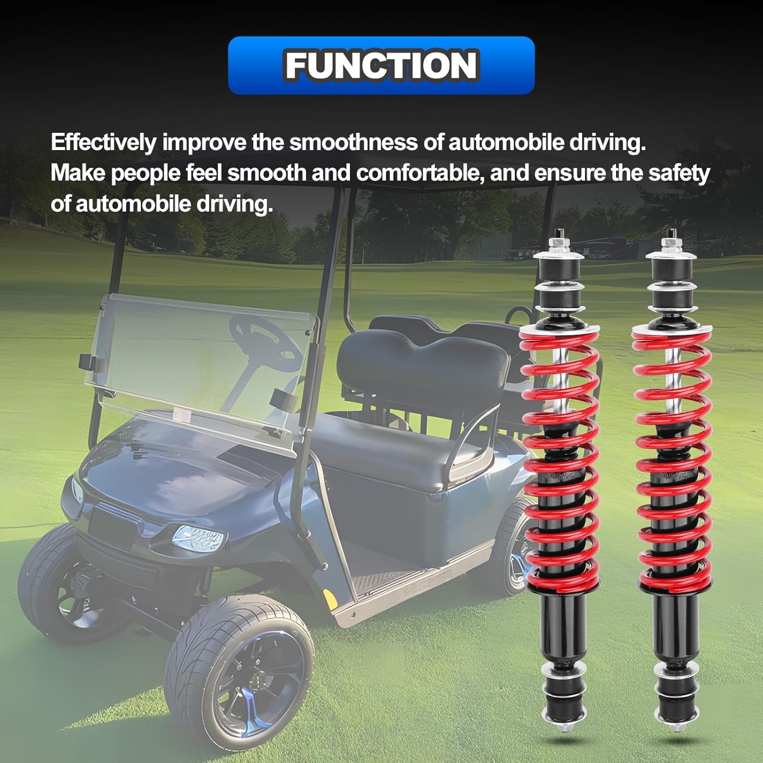 70928-G01 Front/Rear Shock Absorber Kit with Heavy Duty Coil Springs Compatible with 1994-up EZGO Medalist/TXT Gas & Electric Golf Carts Replaces# 76418-G01,70324-G01,76419-G01（RED）