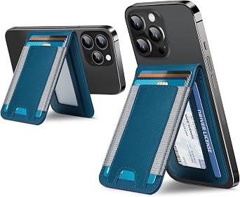 ExtreLife 2-in-1 Magsafe Wallet, Open ID Window, Magnetic Wallet for iPhone 17/16/15/14 Pro Max/14 Pro/14/14 Plus/13/12 Series,Adjustable Stand, 9 Cards Holder, Vegan Leather, Blue