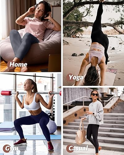 Miniatura 33 de NexiEpoch - Paquete de 4 leggings suaves para mujer, con bolsillos, control de abdomen y cintura alta, pantalones capri para yoga y ejercicio