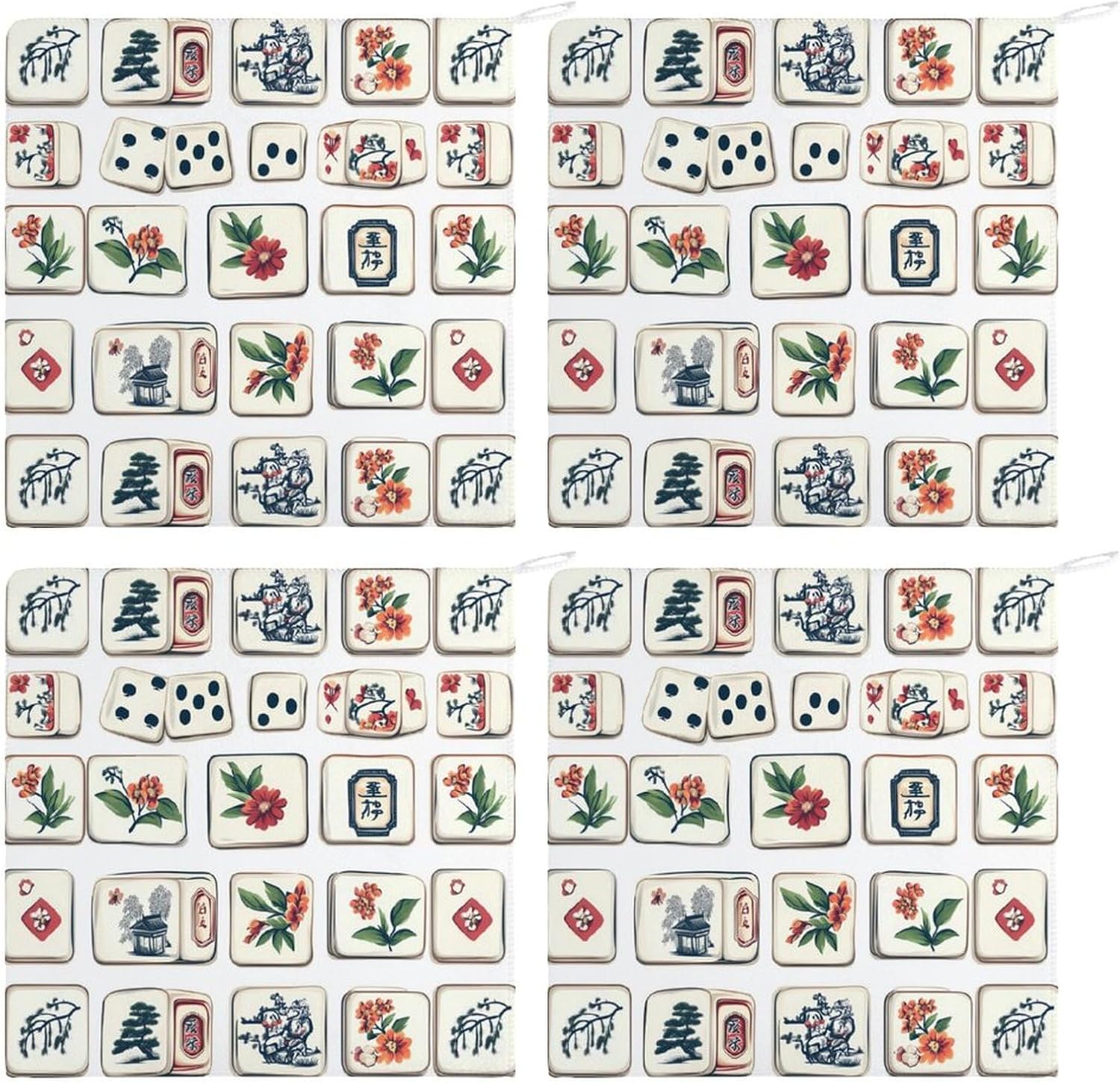 Chinese Mahjong Towel Hand Towels Decorative Towel for Bathroom Kitchen Shower Gym 4PCS