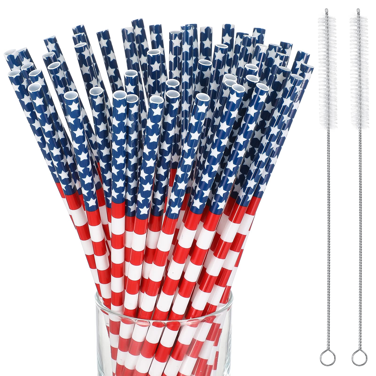 Pailles motif américain pour vos barbecues patriotiques et fêtes d'été en lot de 52