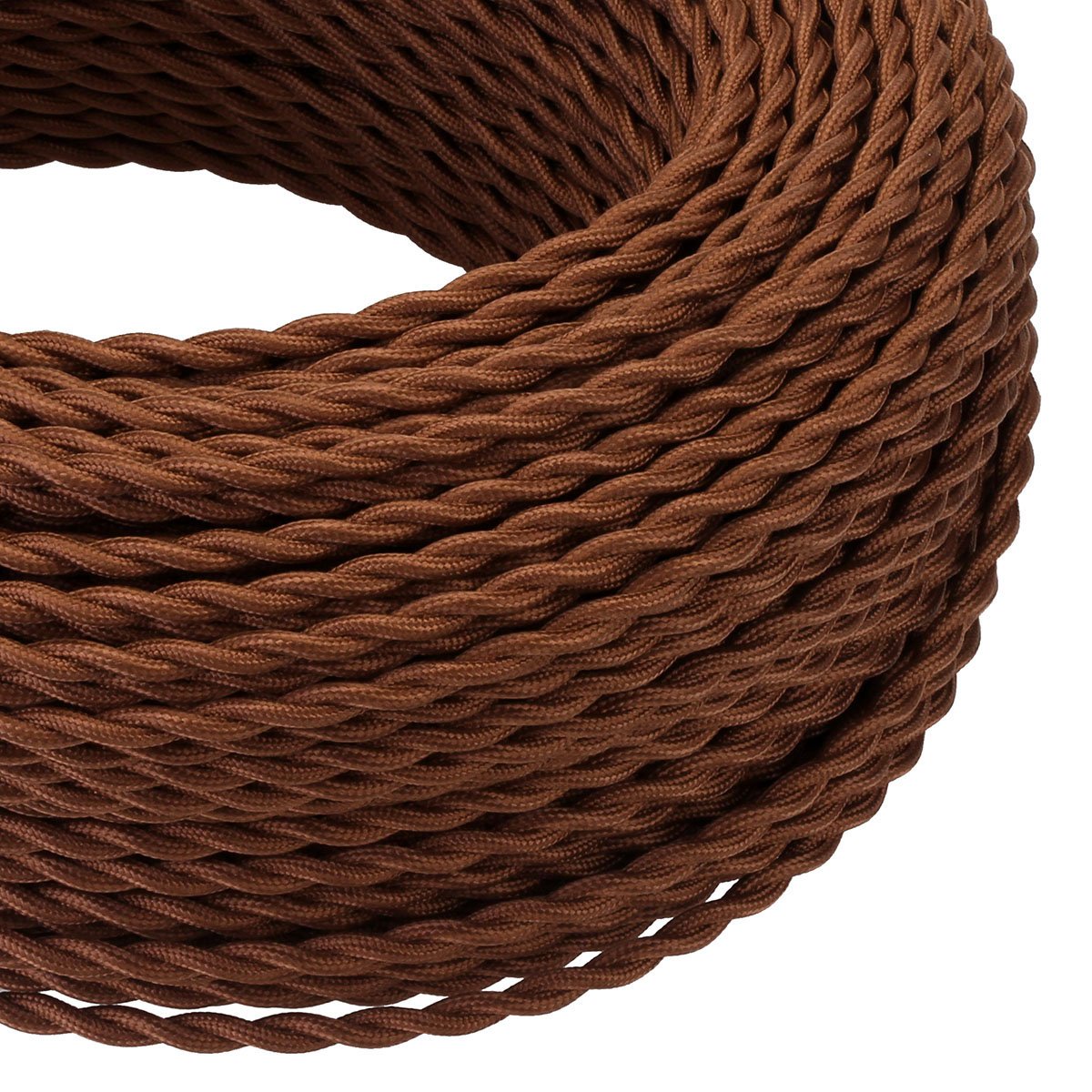 GreenSun Kabel zasilający, tekstylny, 3-żyłowy, 20 m, 3 x 0,75 mm², kabel tekstylny, oplot tekstylny, kabel zasilający, 3-biegunowy, 3-żyłowy kabel elektryczny, kabel do lampy, do lamp, kolor kawowy