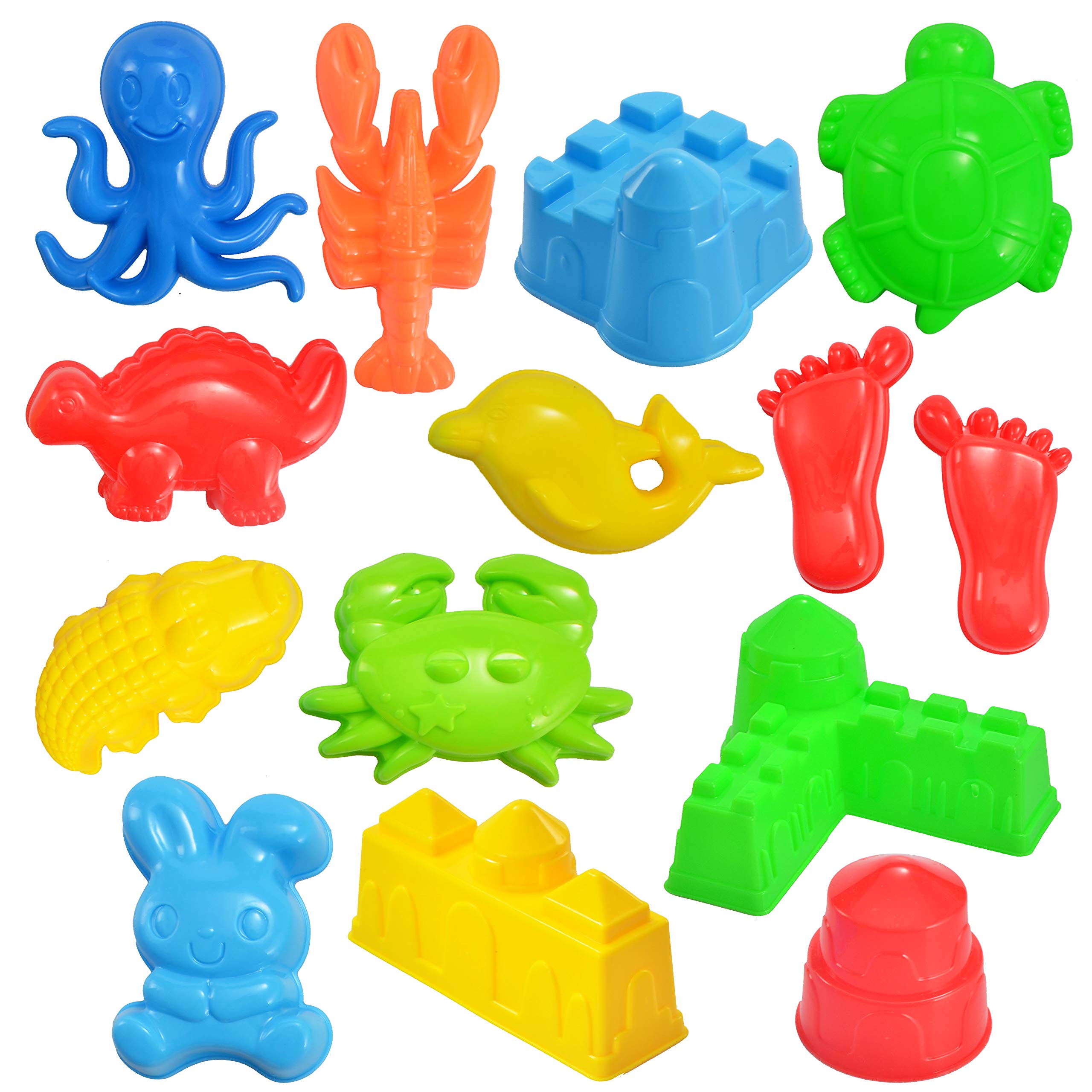 JOYIN 24 Stück Strand Sandspielzeug Set mit Sandrad, Lastwagen, Sandformen, Eimer, Gießkanne, Sandschaufel, Sandspielzeug für Jungen Mädchen Kinder (1 Netzbeutel enthalten)