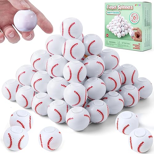 Miniatura 1 de JOYIN Paquete de 36 juguetes giratorios para ansiedad de béisbol, regalos de fiesta de béisbol para niños, juguetes a granel, bolsas de regalos para