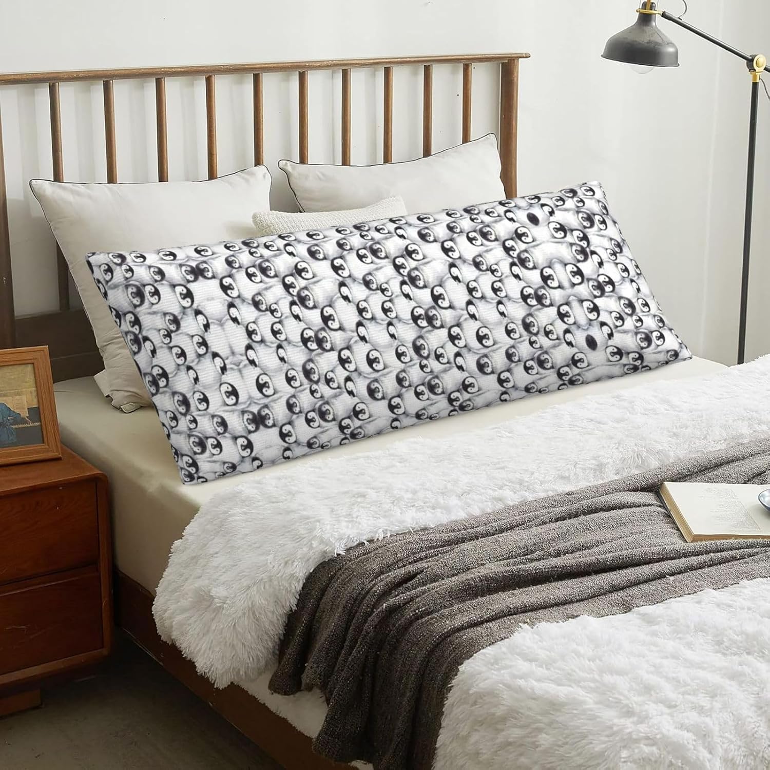 Cute Baby Penguins Sketch Print Body Pillowcase with Zipper,1 Pack 20x 54Inches Soft Skin Friendly Pillow Sham,No Filling