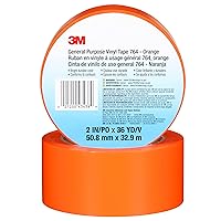Vista 2 de 3M Cinta de vinilo 764, Uso general, 2 in x 36 yardas, Naranja, 1 rollo, Marcado de piso de tráfico ligero, distanciamiento social, codificación