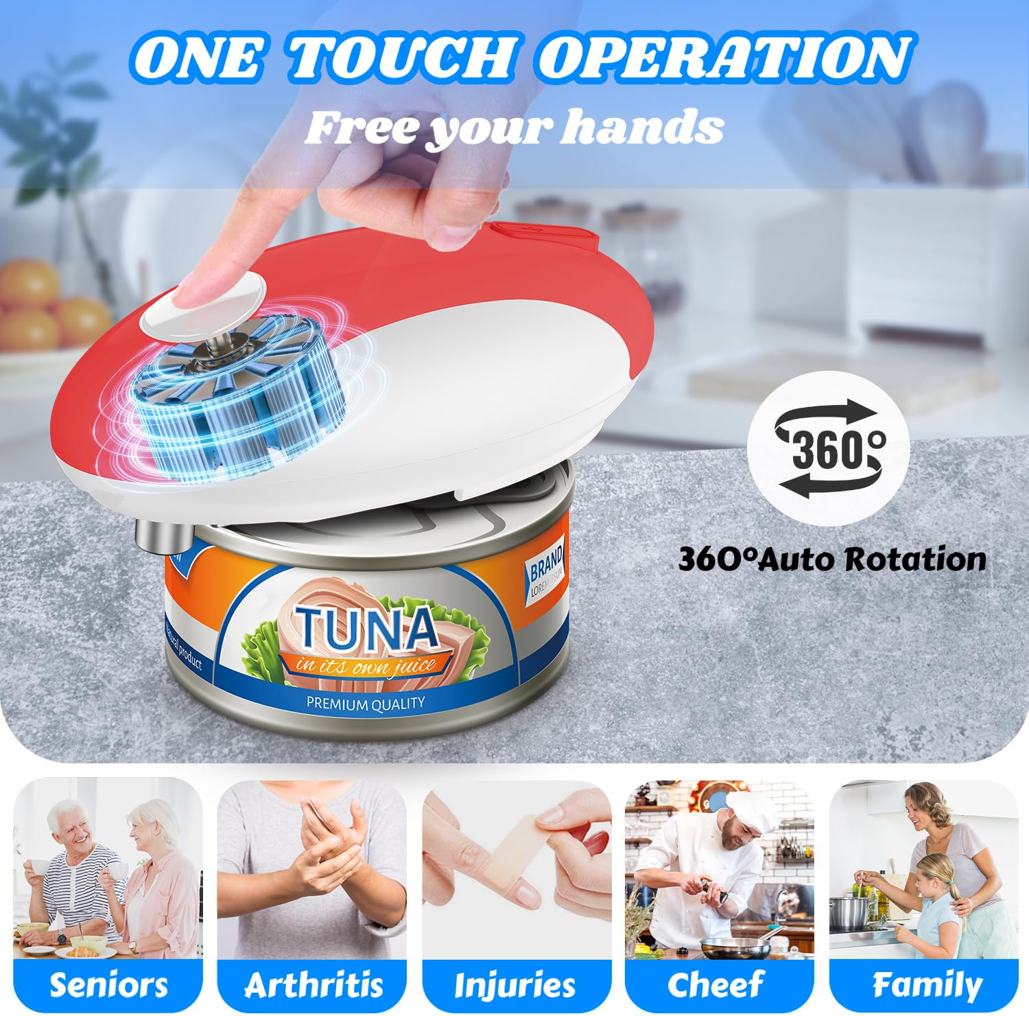 Apriscatole Mancini Ouvre-Boîte Électrique Xinlie - Ouverture Automatique One Touch - Bord Lisse Et Sécurisé - Pour Personnes Âgées Ou Arthritiques Accessoire Cuisine Senior