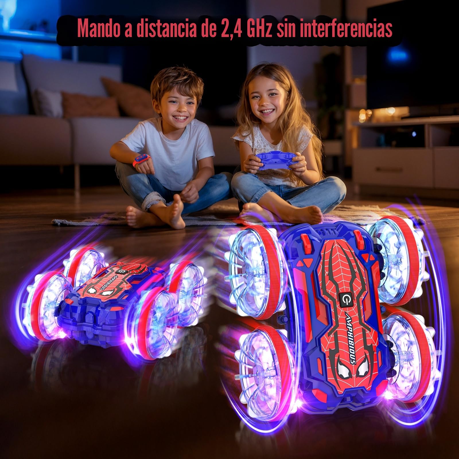 Coche Teledirigido Anfibio Spider con la Mano, Acrobático Barco RC Car Radiocontrol Todo Terreno Juguete Niño 6 7 8 9 10-12 Años Carro Criança Juego Exterior Al Aire Libre Jardín Regalo Cumpleaños