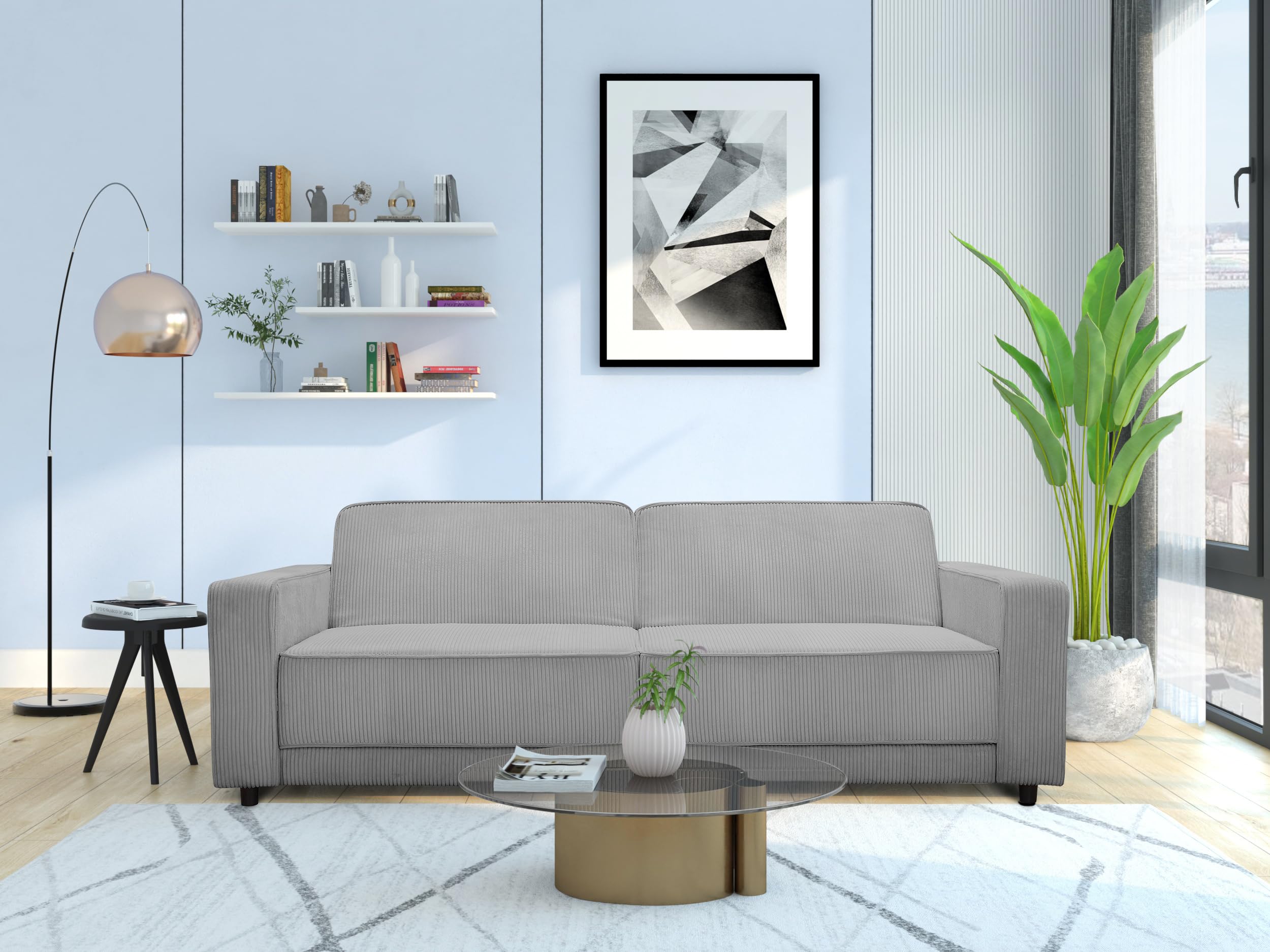Allie 3S Sofabed Grey Corduroy, 91x225x81cm (DxWxH)