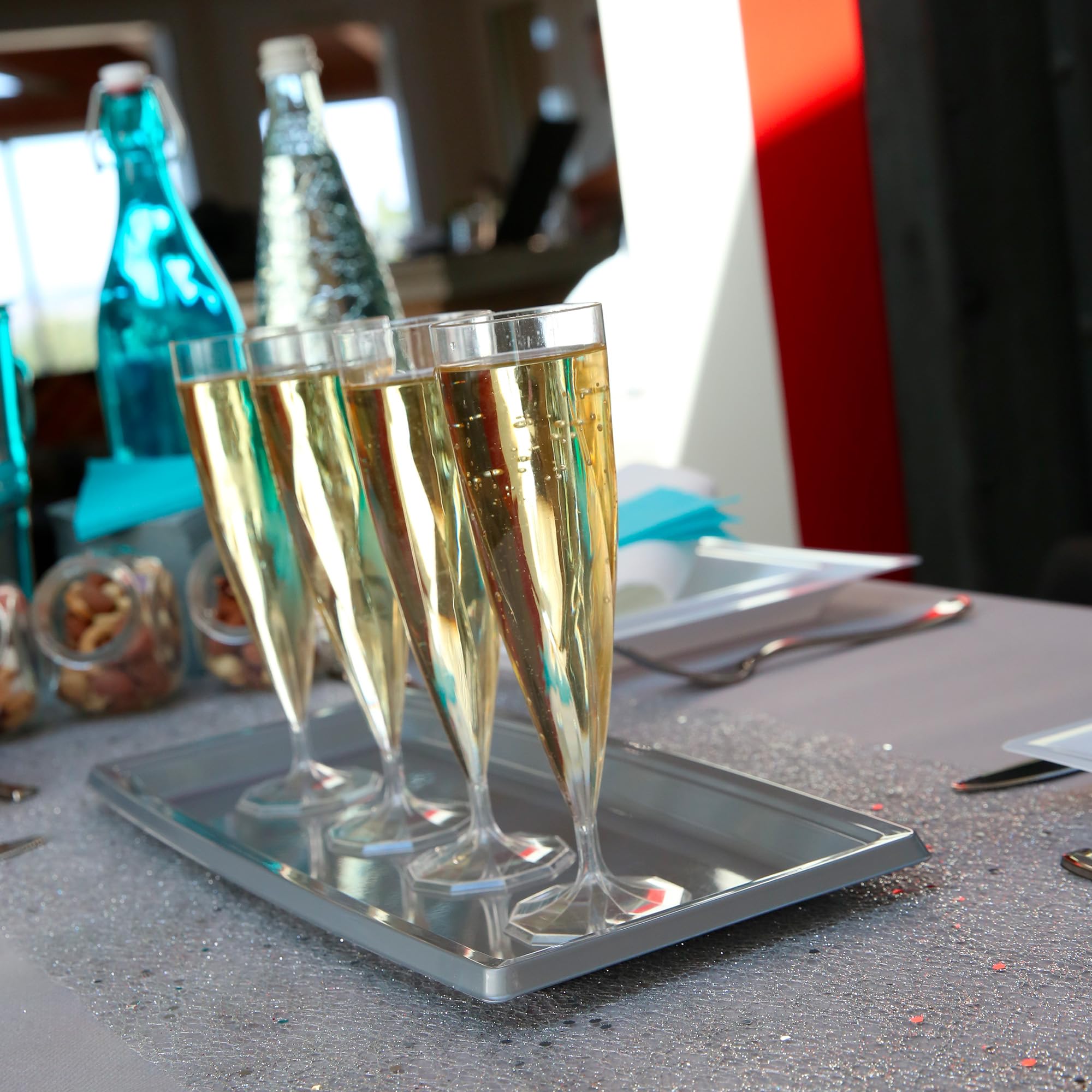 Table'Colors 50 Flûtes Champagne Torsadées 13,5 cl - Fabriqué en France - Lavable, Réutilisable - Solide et Élégante - Idéal pour Réceptions et Événements