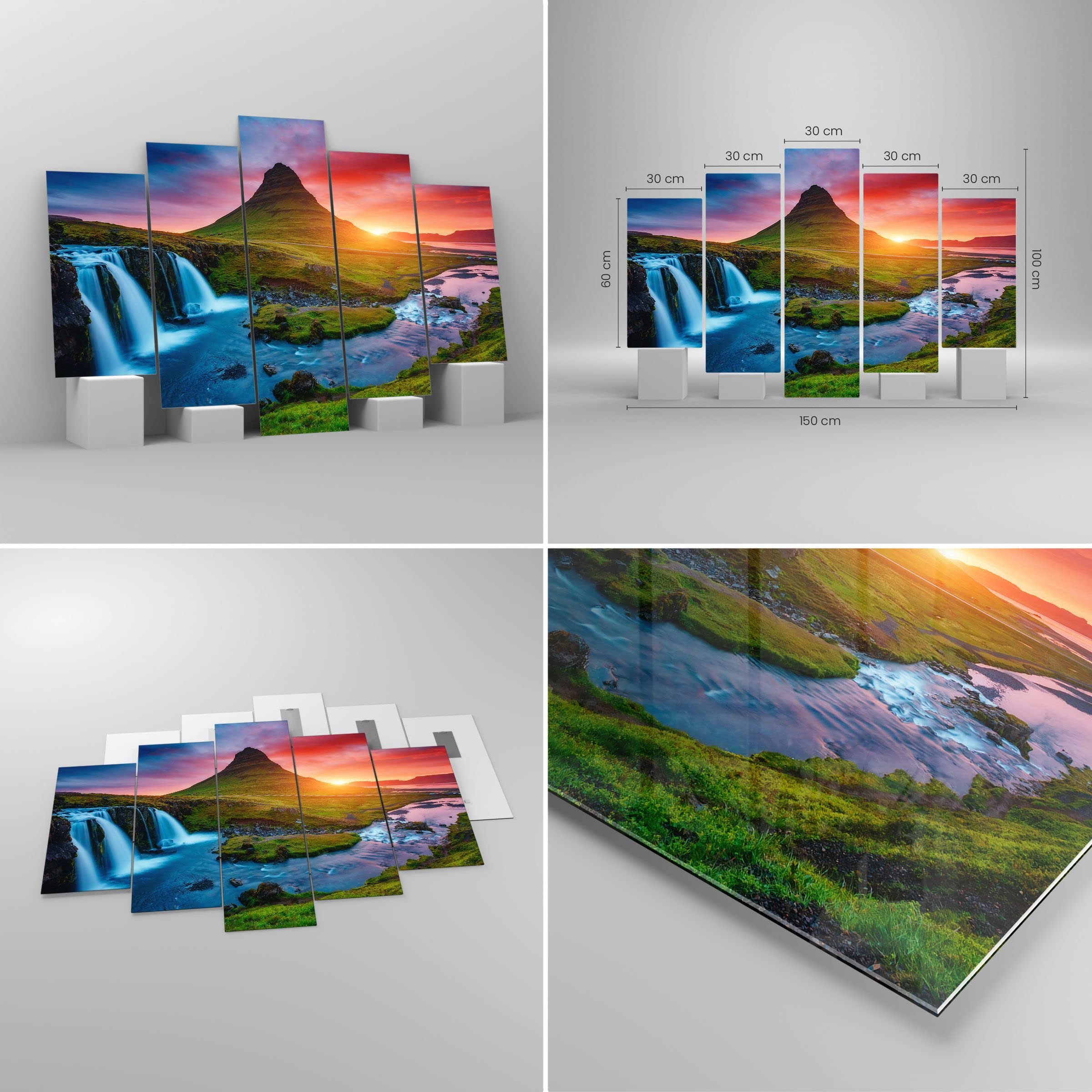 Quadro Su Tela 100x70cm Stampe Da Parete Tramonto Cascata Islanda Vulcano Grandi Decorazione Murale Camera Da Letto 1 Pezzo Quadri Moderni Soggiorno Grafica Immagini Wall Art Canvas AA100x70-2963