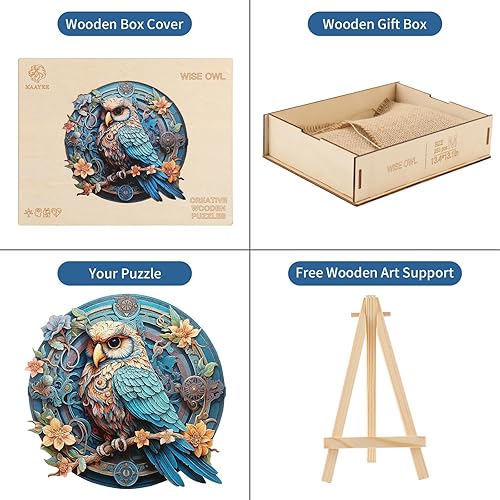 Miniatura 6 de Rompecabezas de madera para adultos, diseño de búho sabio, tamaño M, círculo de madera, búho para adultos, rompecabezas de madera de animales  A4