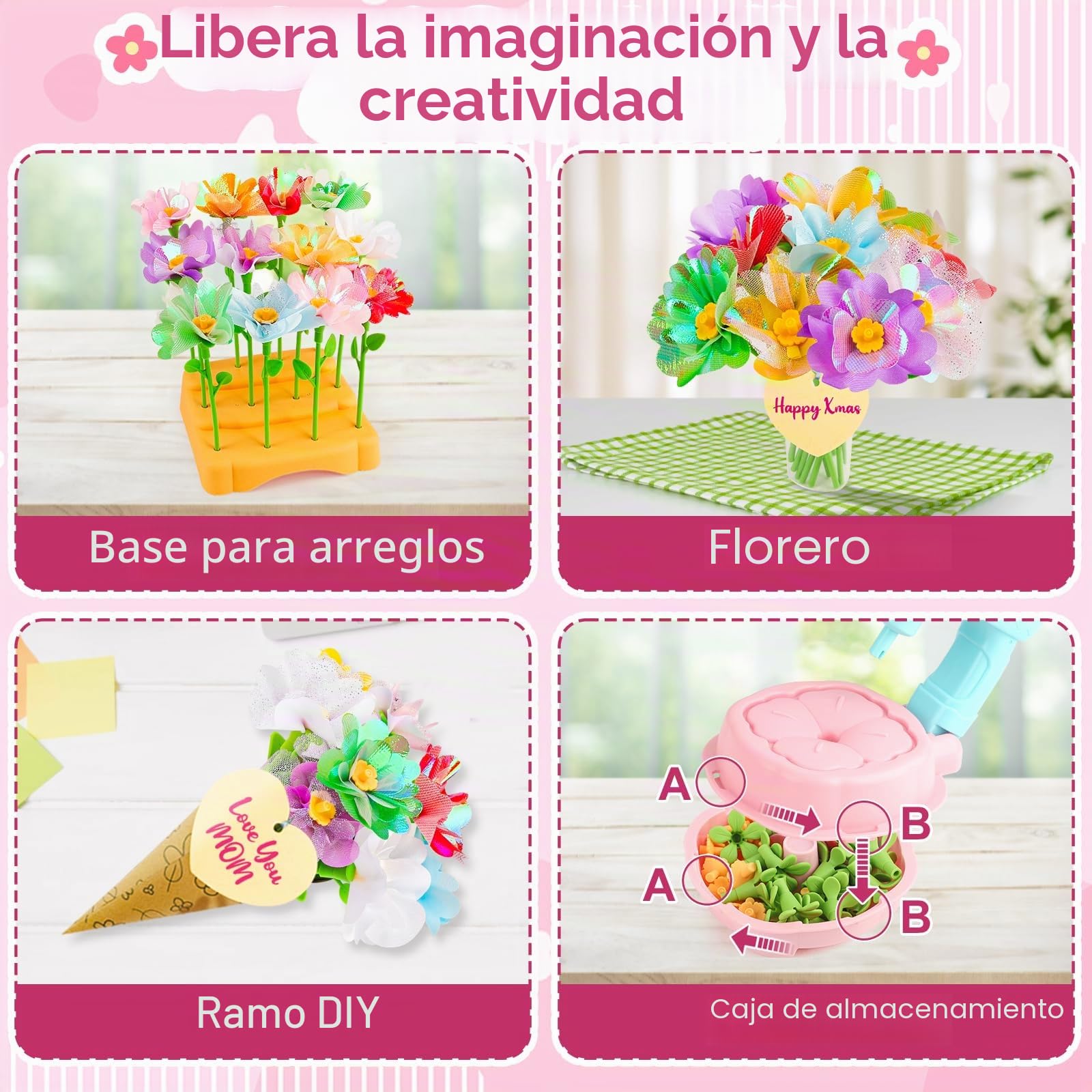 Mieryd Manualidades Niños 3 4 5 6 7 8 9 10 Años, Bricolaje Mercado Flores de Tela, DIY Ramo Flores Juguete Creativo Arte Juego Educativo Regalo para Cumpleaños Navidad, Bouquet Flower Making Kit