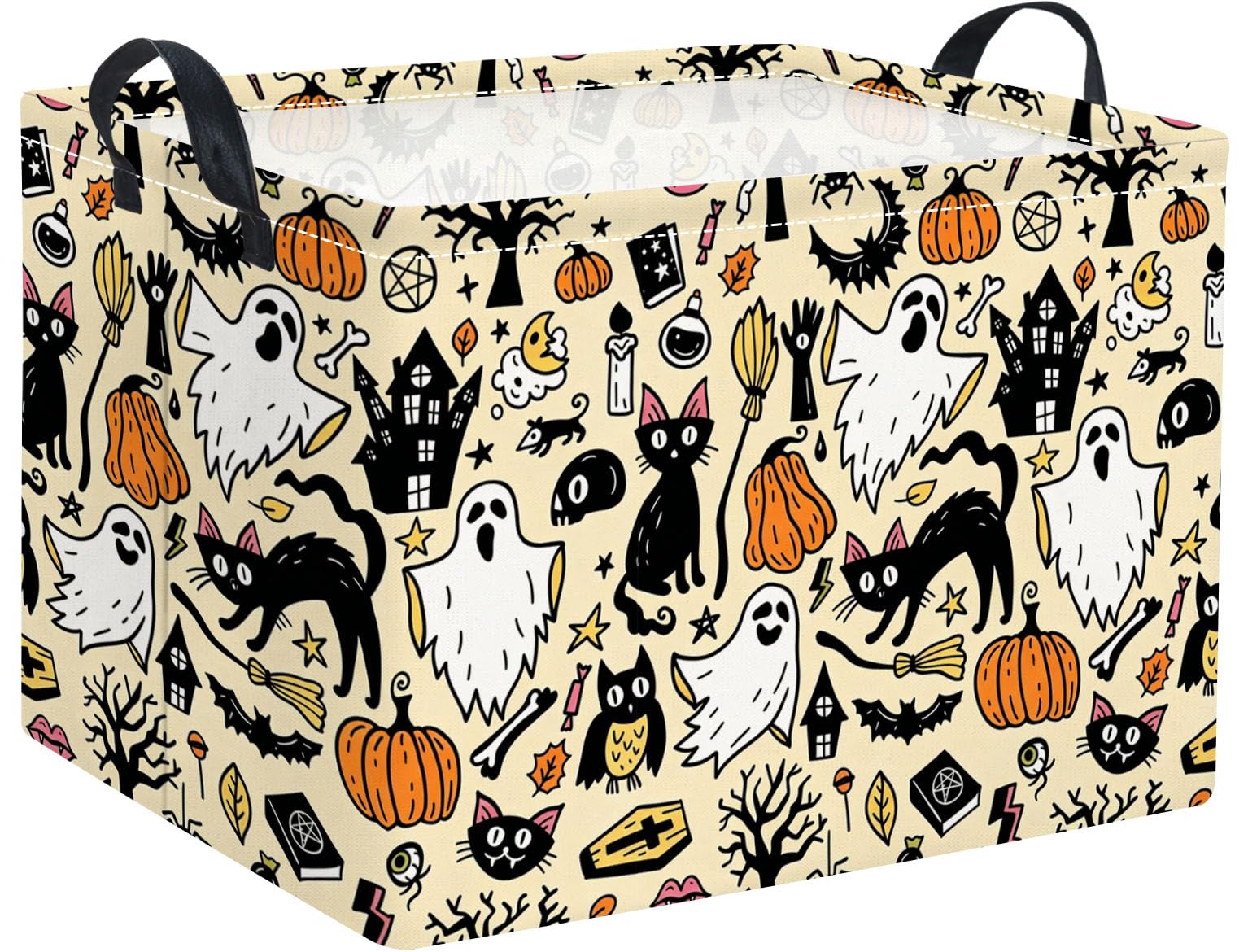 Rectangular Halloween Basket Trick or Treat Pumpkin Basket Cute Storage Bin (Halloween)