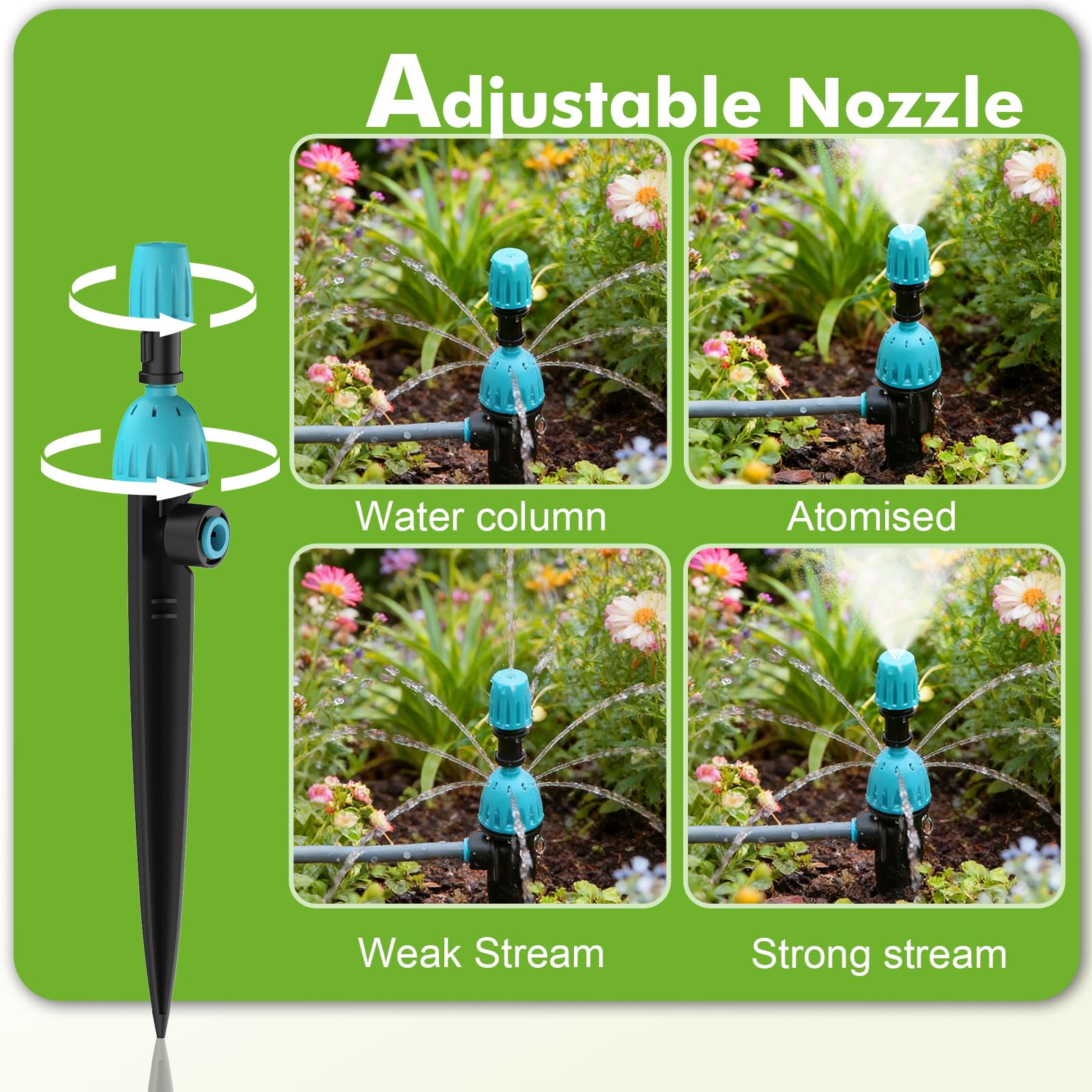 Kit de Riego por Goteo y Aspersión de Doble Salida,Sistema de Riego Automático Equipado con Múltiples Goteros,Adecuado para Jardines,Patios,Invernaderos y Huertos