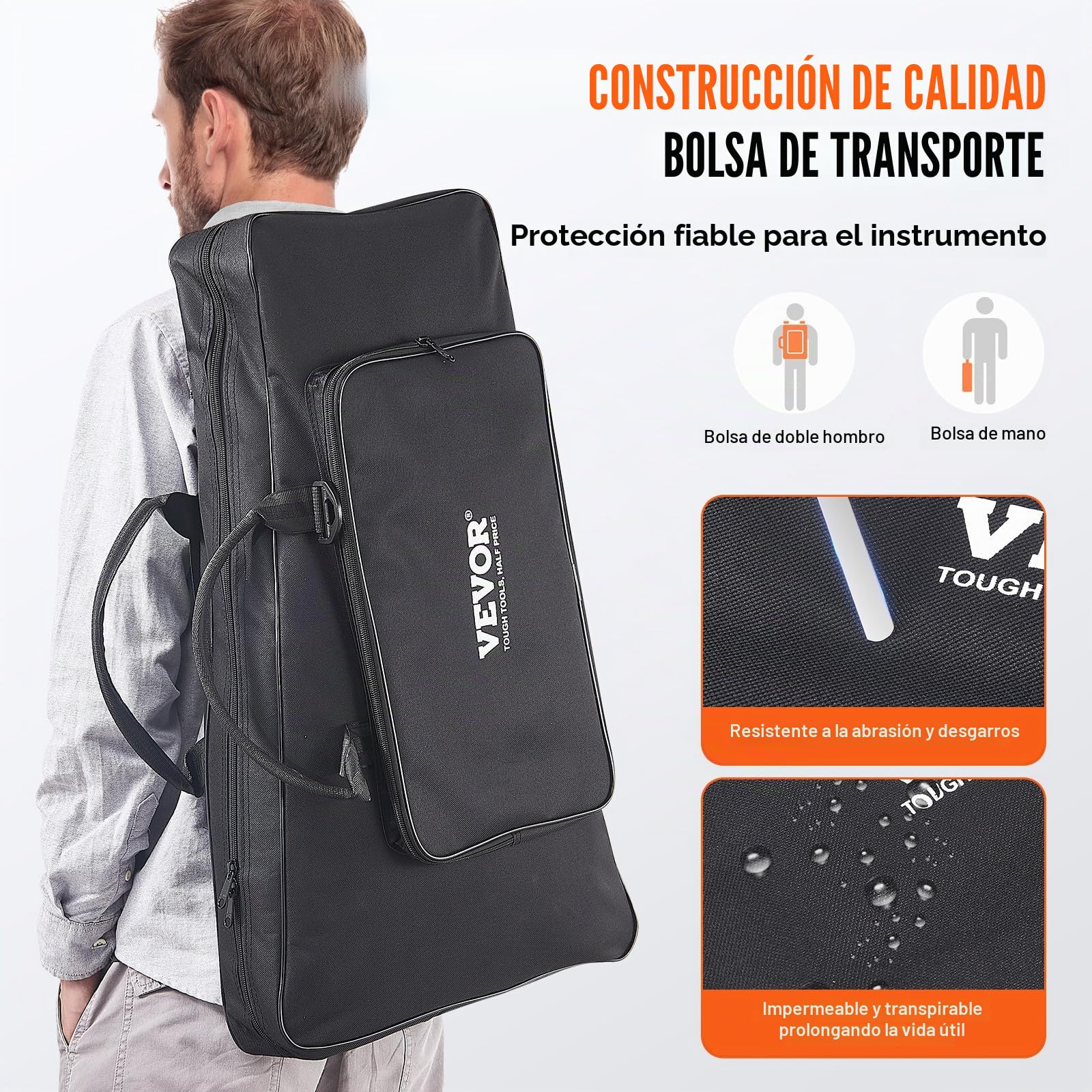 VEVOR Kit de campana de xilófono Glockenspiel de 32 notas, juego de instrumentos de percusión profesional con mazos, baquetas, atril, soporte ajustable y bolsa de transporte para estudiantes y adultos