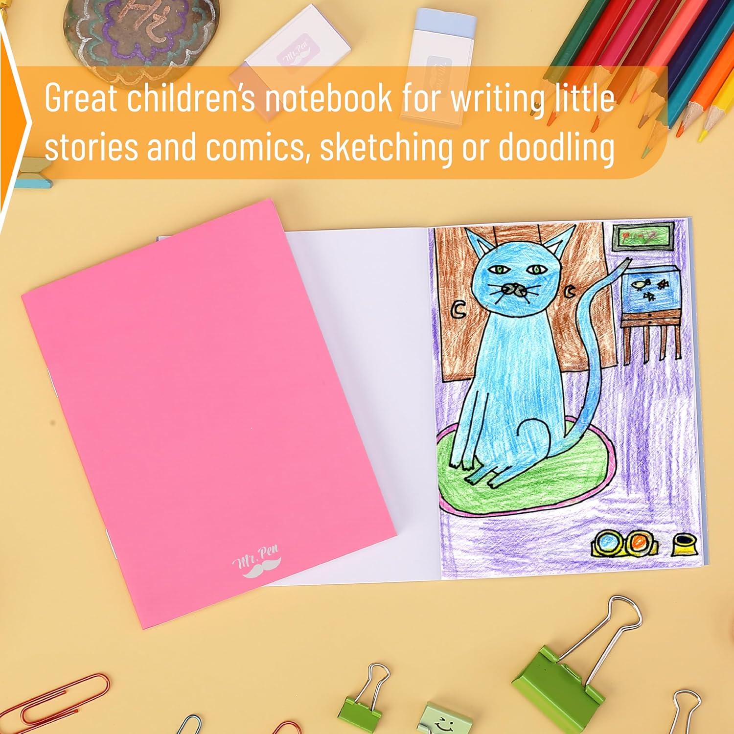 Mr. Pen- Colorful Blank Books, 4.2 x 5.5 Inches, 32 Pages, 8 Pack, Blank Notebooks for Kids, Mini Notebooks for Kids, Mini Journal for Students, Blank Journal for Kids, Unlined Notebook, Kids Journal - Image 5