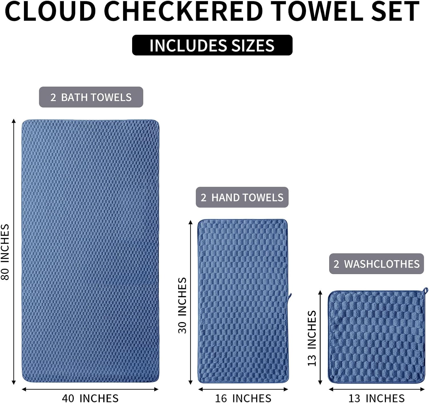 Oversized Bath Towels 40x80 Inches Extra Large Bath Sheets for Adults Super Soft Quick Dry Highly Absobent Microfiber Shower Towels for Bathroom(Blue, 6Piece - Image 7