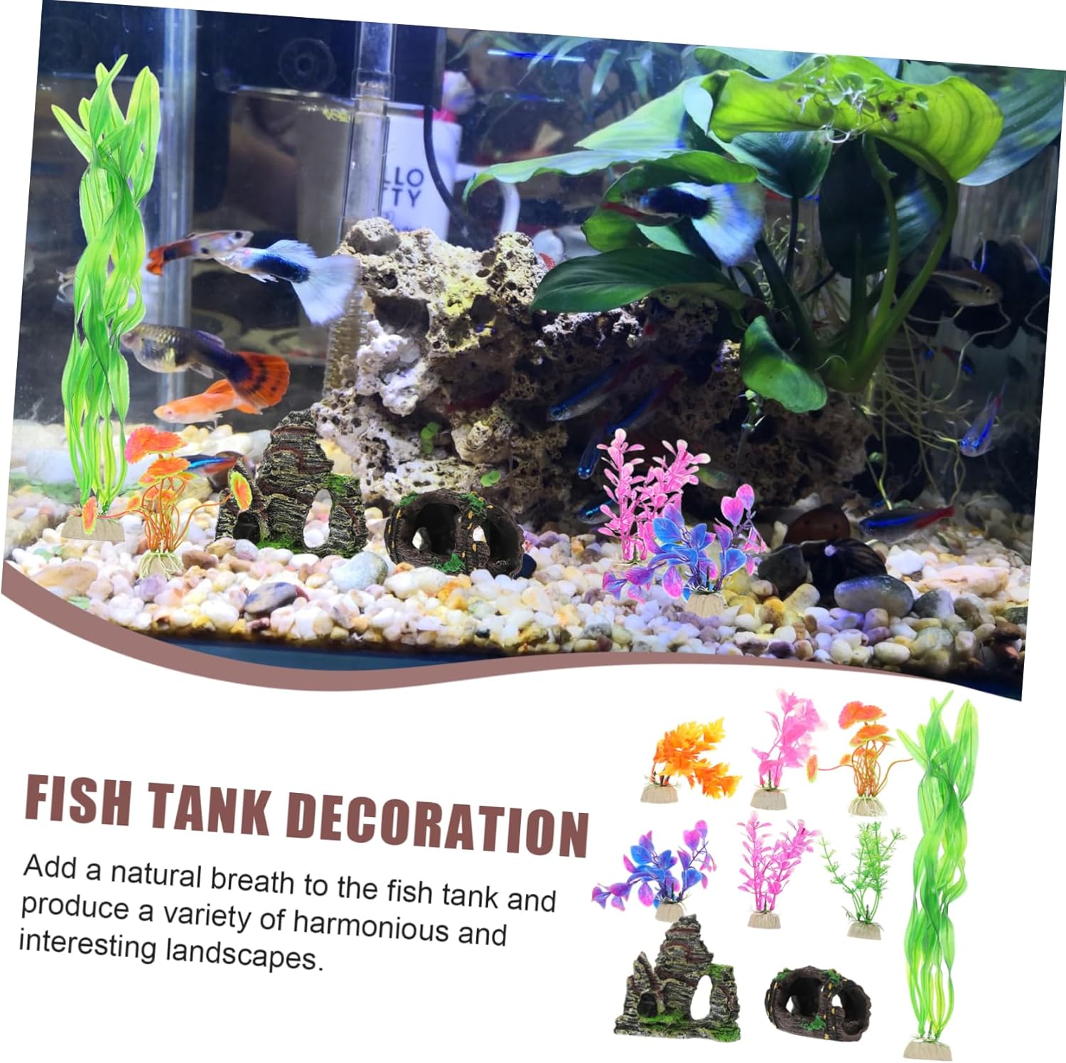 27pcs Artificial Aquarium Plant Safe Fish Tank Decorations for Betta Fish Compact and Beautiful Underwater Landscape Ornaments for Freshwater and Environments