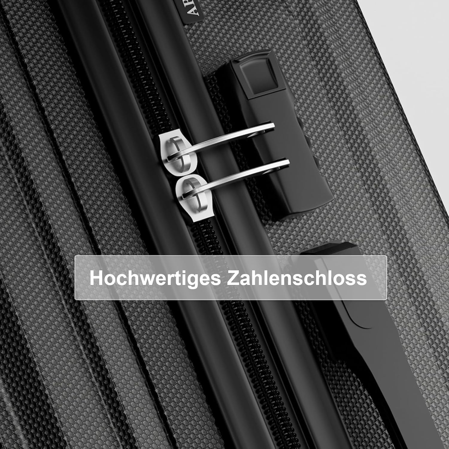 Handgepäck Koffer 55x35x23cm, Hartschalen Reisekoffer klein, leicht Koffer Trolley mit 4 Rollen & Zahlenschloss, Schwarz