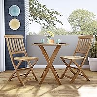 Vista 4 de Linon Catalán acabado tres piezas plegable Bistro Cafe Set, bellota marrón