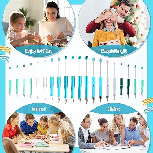 Miniatura 6 de 20 bolígrafos con cuentas, bolígrafos de cuentas de plástico de colores a granel, bolígrafos de cuentas de tinta negra, repuestos adicionales para