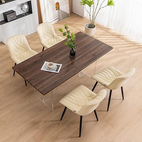 Miniatura 7 de YOUNUOKE Juego de 2 cómodas sillas de comedor modernas de mediados de siglo, sillas de comedor con respaldo tapizado, silla de comedor Boucle con