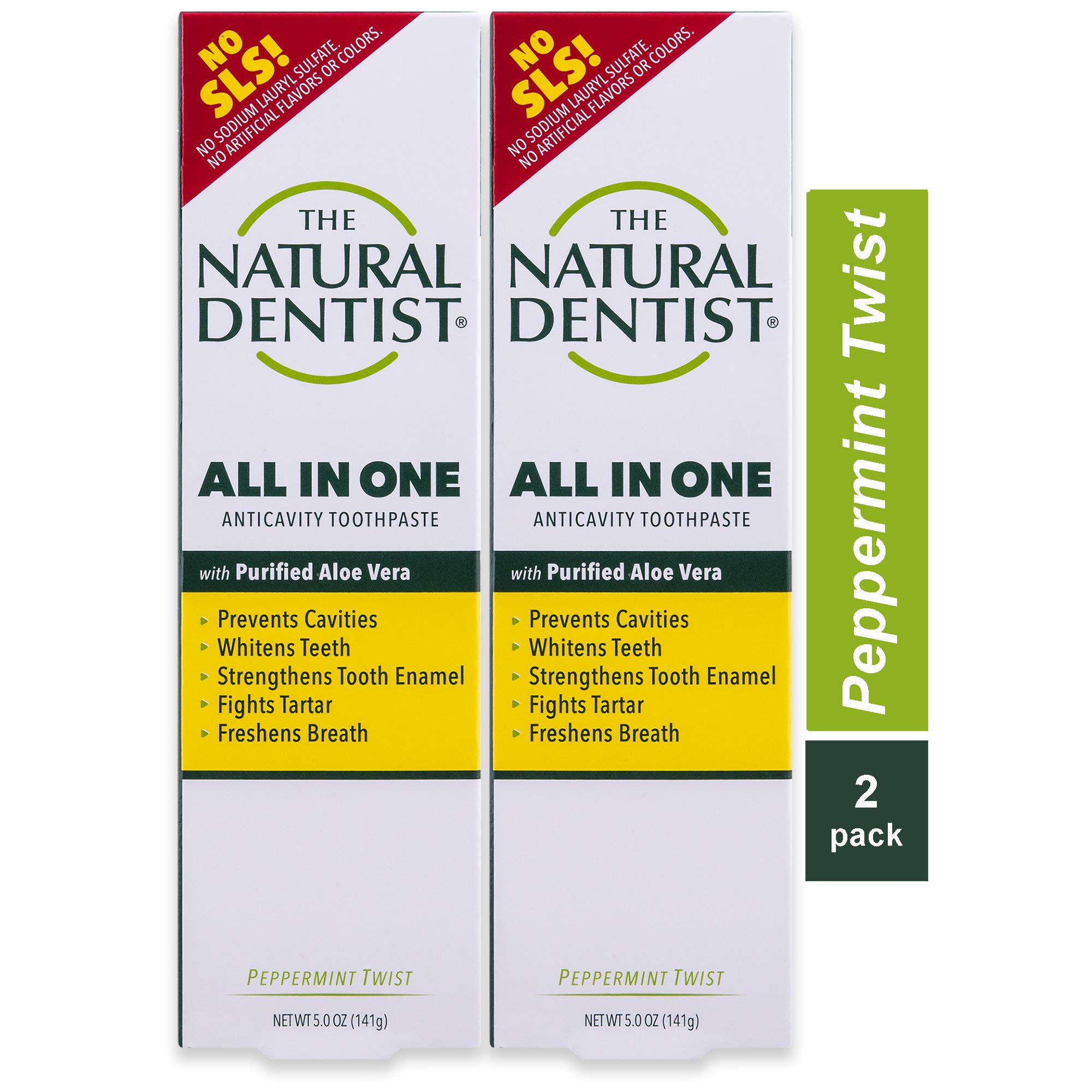 Natural DentistThe All In One SLS FREE Toothpaste, Peppermint, 5 Ounce (Pack of 2)