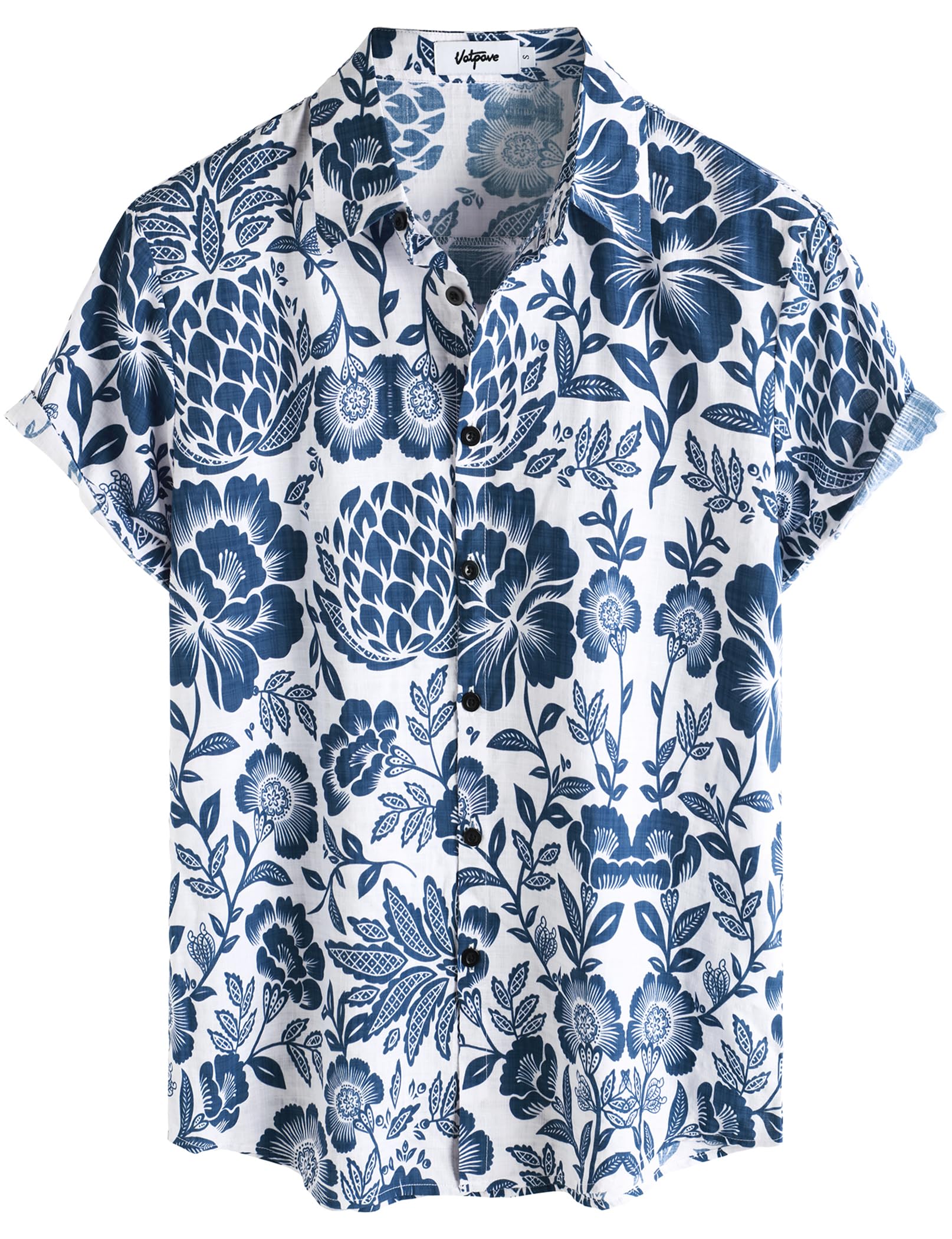 VATPAVE Mens Casual Hawaiian Floral Shirts Short Sleeve Button Down Tropical Shirts Beach Summer Shirts