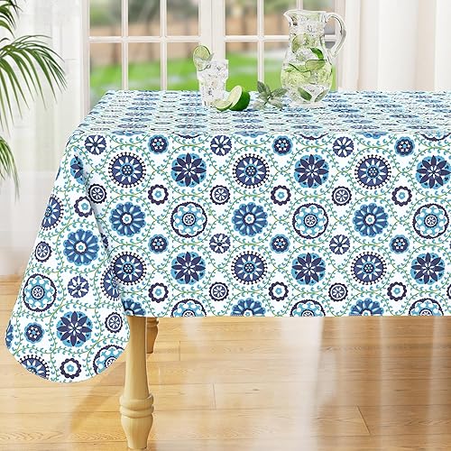 Miniatura 26 de misaya Mantel rectangular de vinilo impermeable, mantel lavable con reverso de franela, mantel de plástico para cena, picnic, interior y exterior