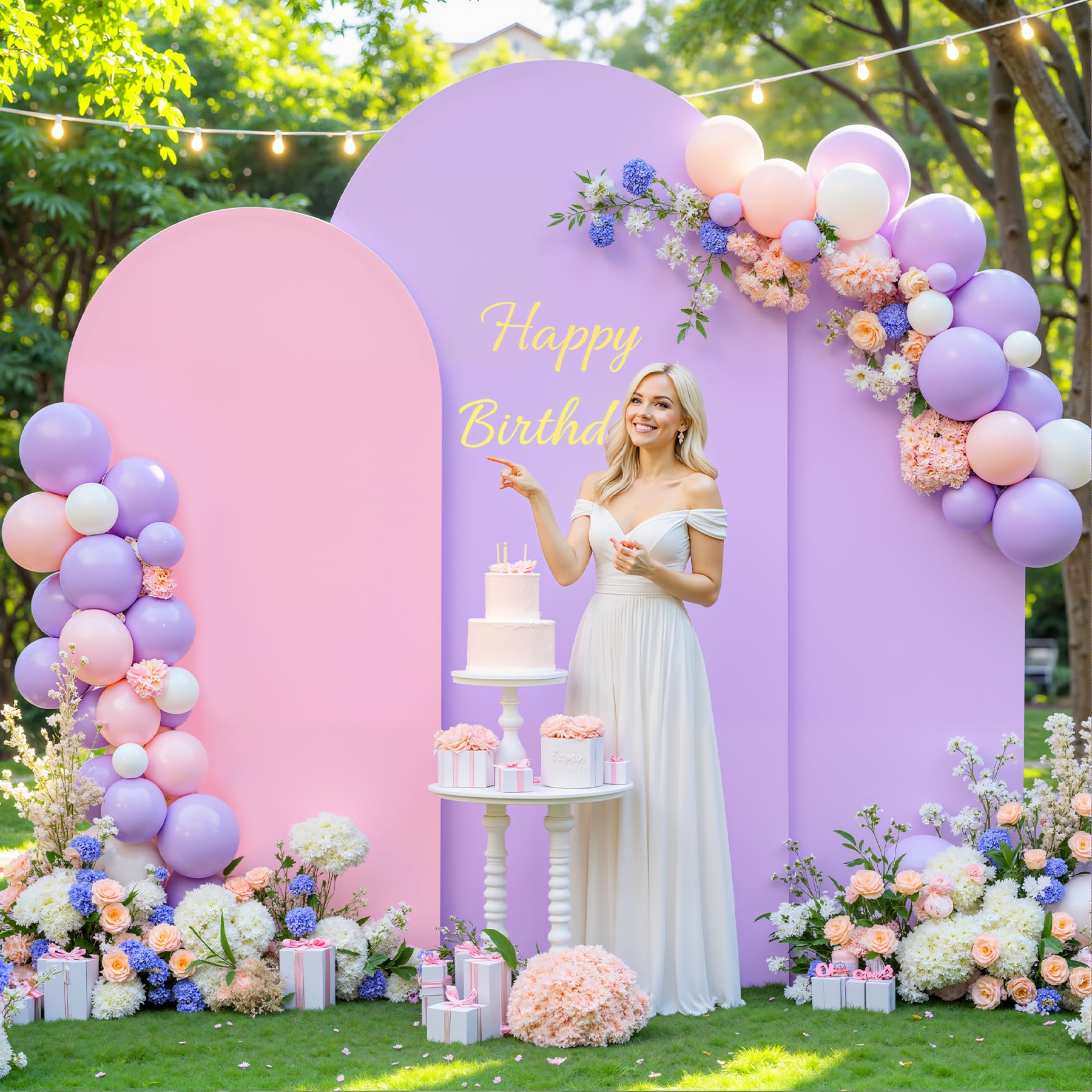 Pink Purple Arch Backdrop Cover Set of 3 Party Wedding Arch Covers Stretchy Backdrop 6FT 6.6FT 7.2FT Decorations Baby Shower Bridal Shower Photo