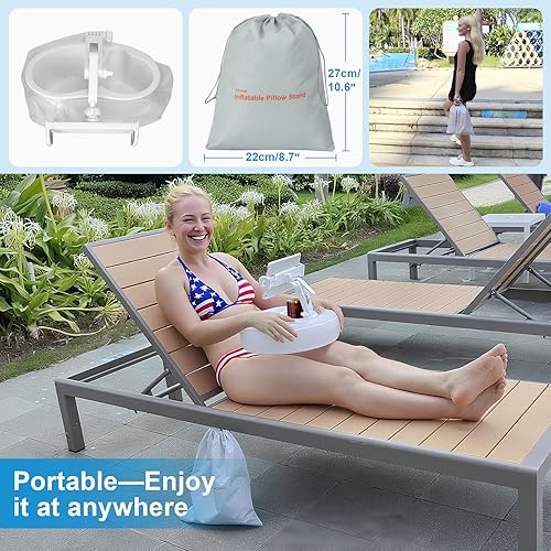 Miniatura 5 de Soporte inflable portátil para tablet, soporte de almohada impermeable para Kindle para bañera, piscina, tumbona, cama y sofá, soporte para Kindle