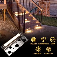 Vista 4 de Gardenreet Luz LED Hardscape,Carcasa de latón fundido,Fuente de luz integrada 3W 3000K, luz de paso LED, 7 pulgadas de largo, bajo voltaje 12V AC/DC