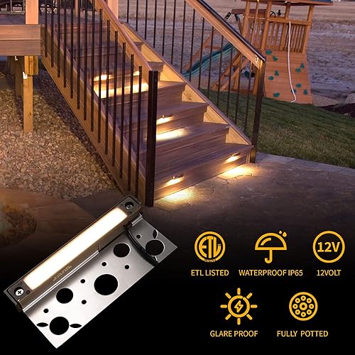 Miniatura 4 de Gardenreet Luz LED Hardscape,Carcasa de latón fundido,Fuente de luz integrada 3W 3000K, luz de paso LED, 7 pulgadas de largo, bajo voltaje 12V ACDC