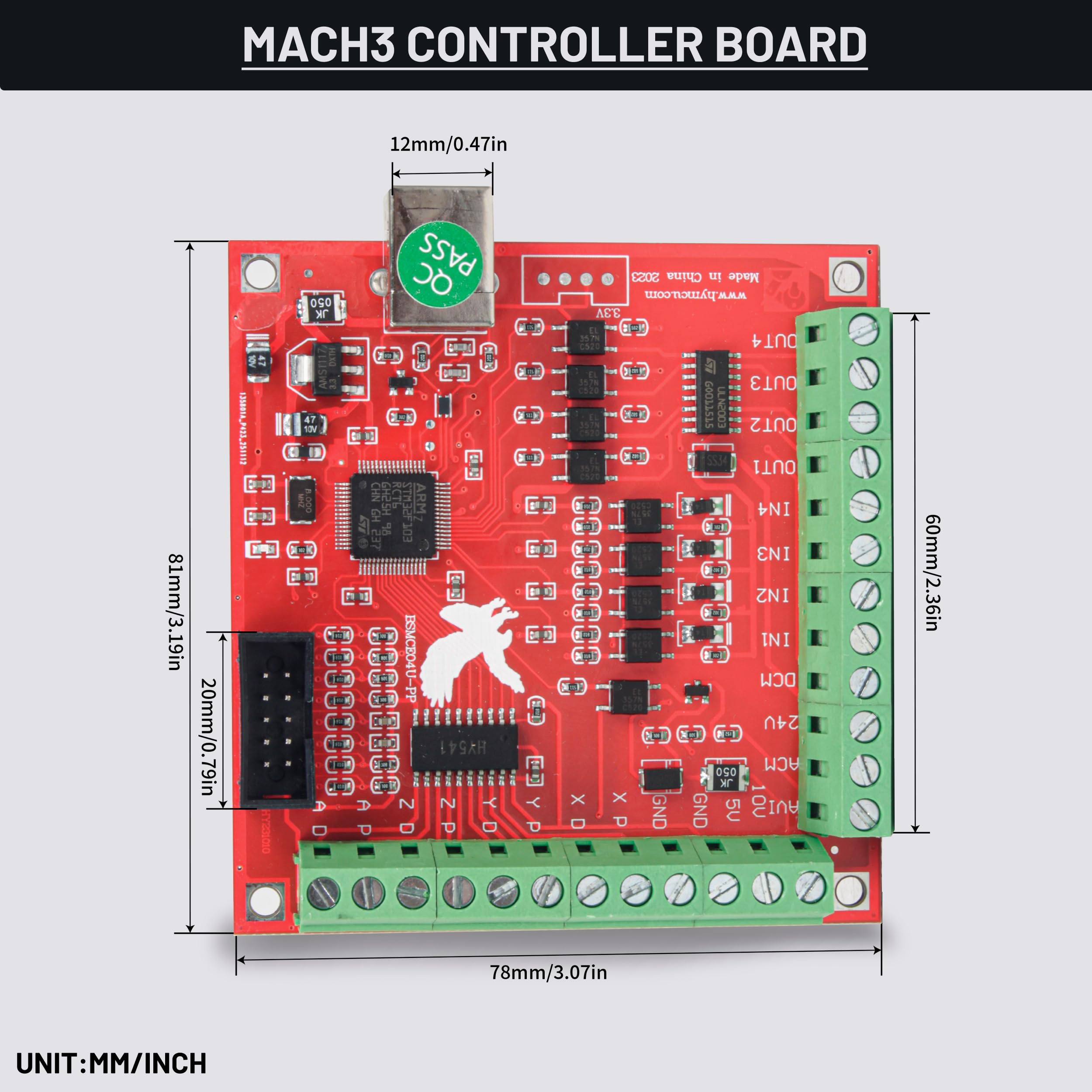 RATTMMOTOR Kit de controlador CNC Mach3 USB de 4 ejes, 4 motores paso a paso Nema23 de 57 mm + placa de control de movimiento CNC Mach3 tarjeta USB + 4 controladores de motor paso a paso TB6600 +
