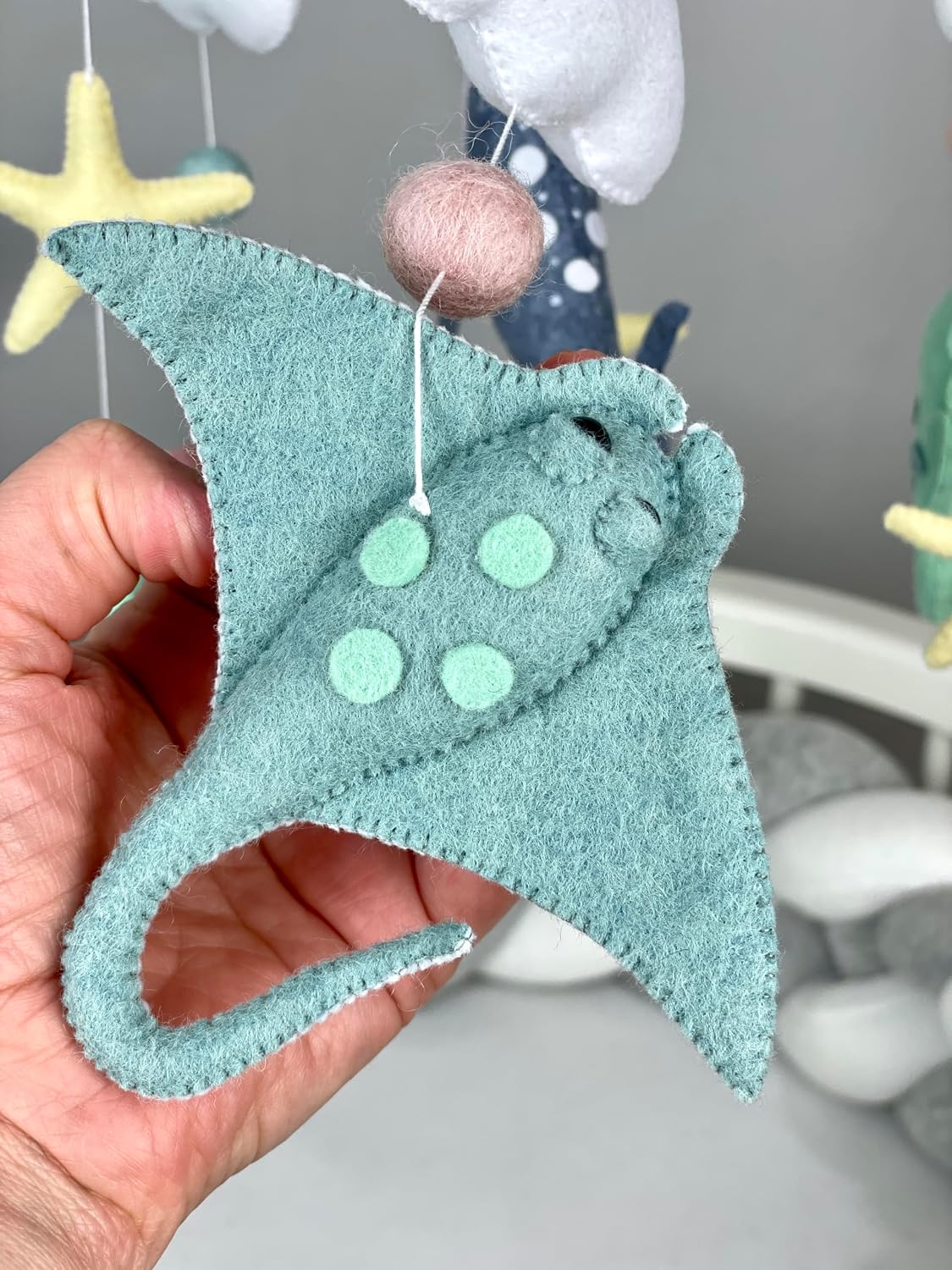 Ocean Baby Mobile for Crib Under The sea Mobile Nautical Theme Nursery Felt sea Animals Neutral Baby Mobile Sea Creature Mobile Ocean Baby Shower Gift for Newborn New mom Gift