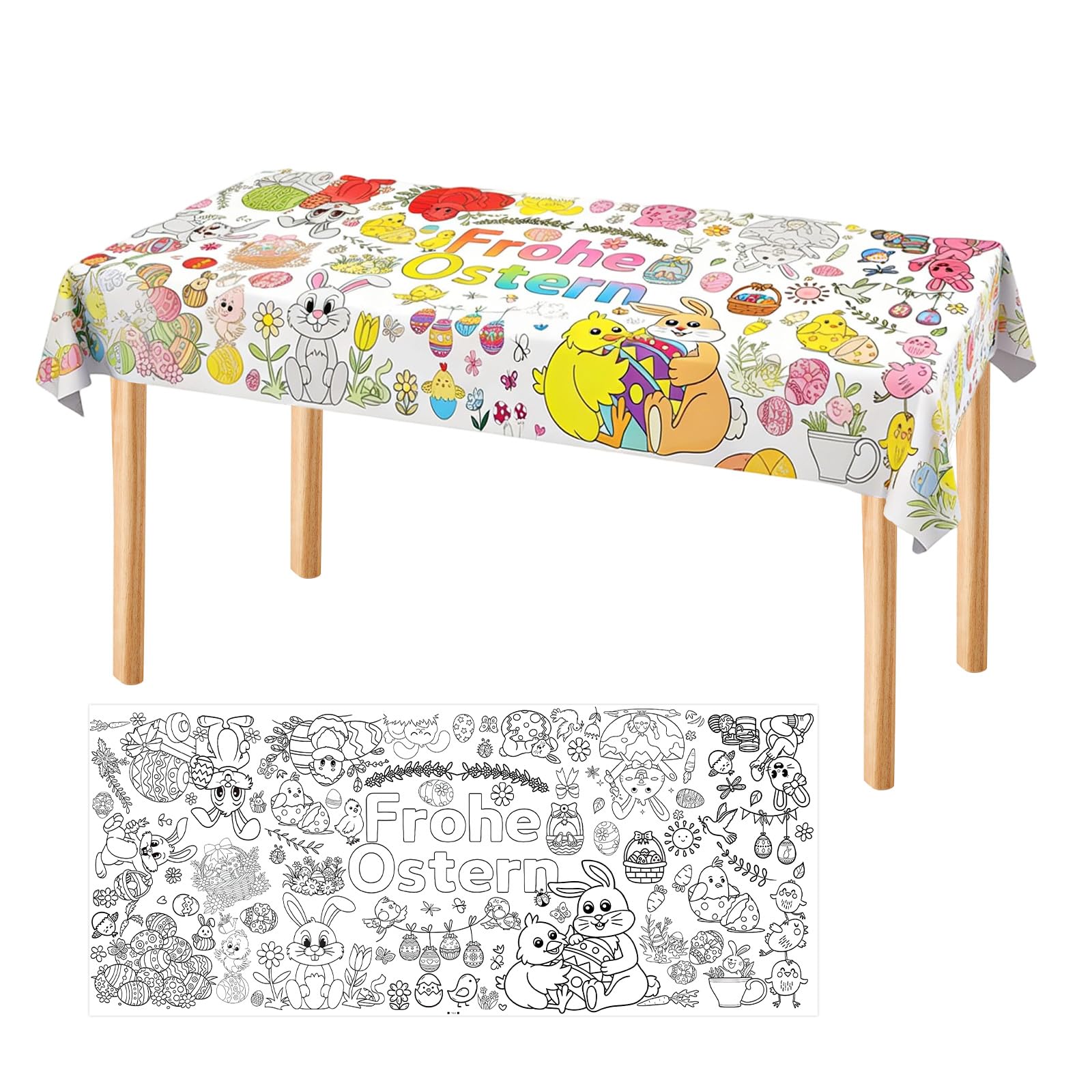 Papier-Tischdecke Ostern zum Ausmalen, 183 x 78 cm Ostern Basteln Kinder, Ostertischdecke, Tischdecke Zum Ausmalen, Ausmaltischdecke Easter Crafts for Kids, Bastelposter Für Spiele Und Aktivitäten
