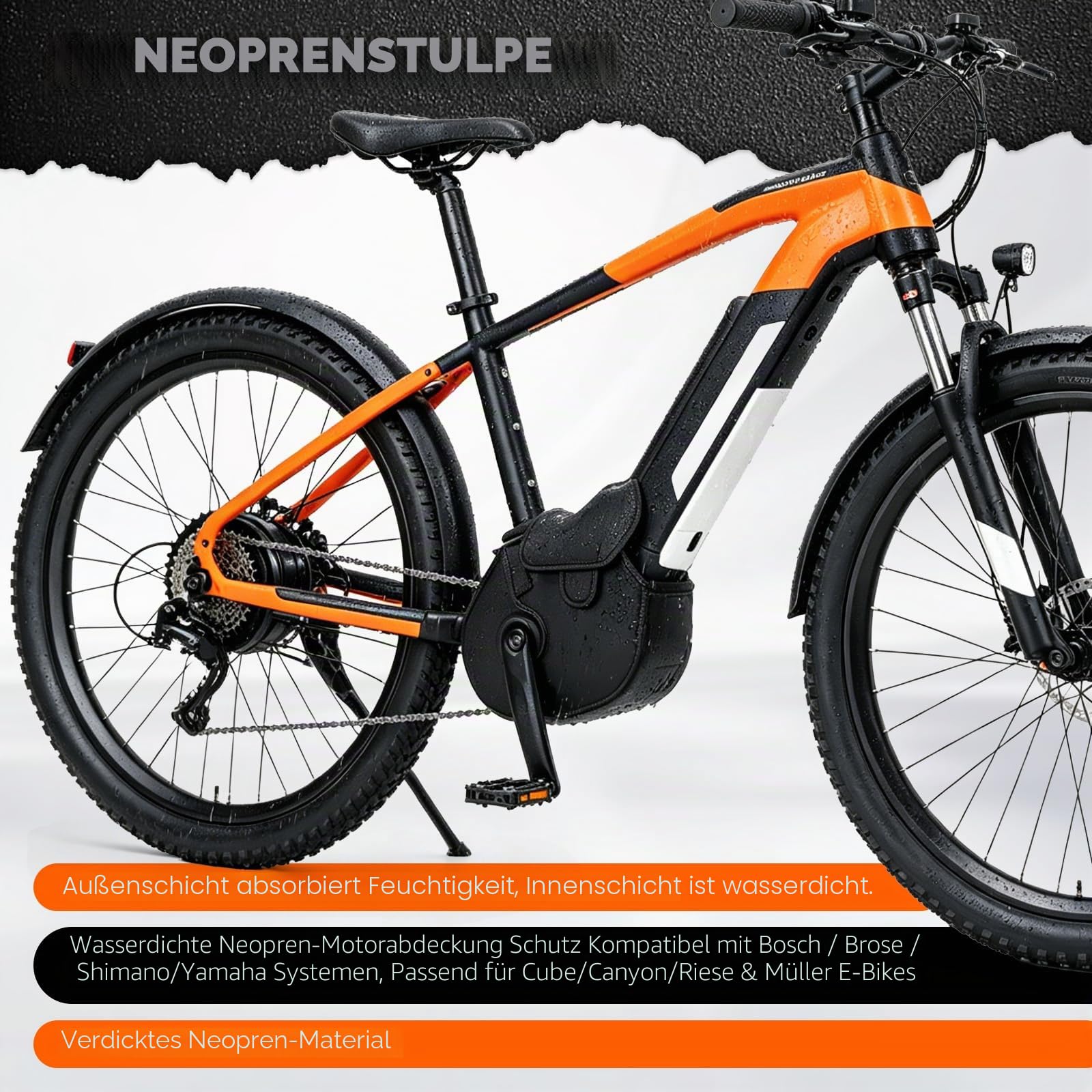E-Bike Transportschutz Set 5-teilig, Akku Schutzhülle, Motor Abdeckung, Lenkerhülle & 2 Pedalschoner, Wasserdichte Fahrrad Schutzhülle für Fahrradträger - Schützt vor Regen, Kälte & Schmutz