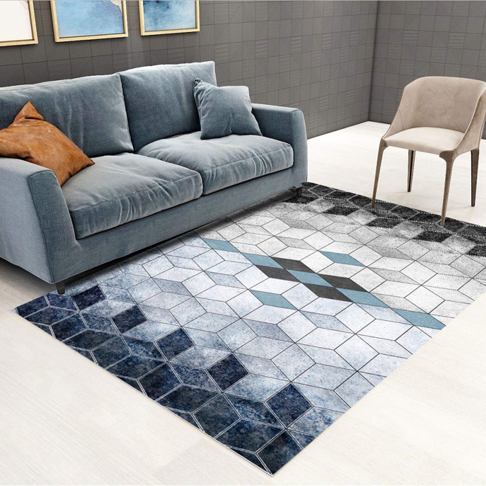 Grand tapis pour chambre à coucher au style nordique chaleureux