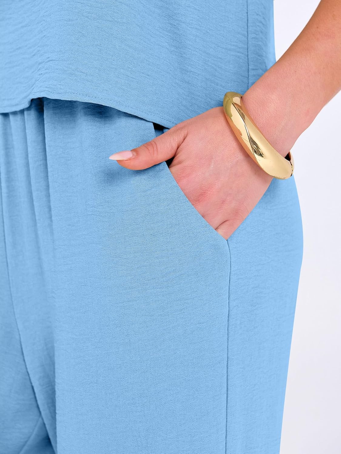 ANRABESS 2 Piece Sets for Women Outfits Lounge Matching Casual Travel Wide Leg Pants Crop Top Summer Vacation Beach Clothes - Image 6