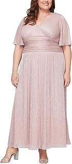 Women's Long A-line Mother of The Bride Dress with Ruched Waist (Plus Size) - Buy now
