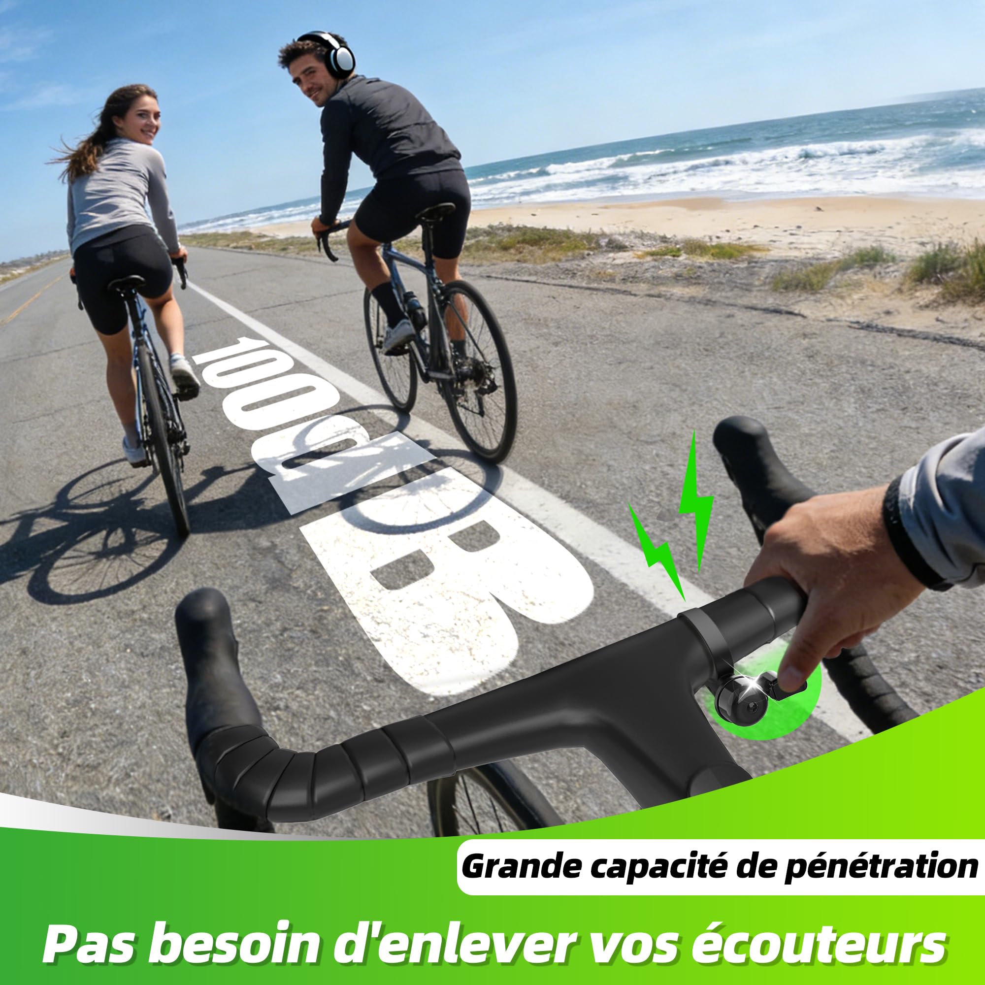Sonnette Vélo Puissante 100 DB Rotation 360° Compatible Guidons 22-32 mm Route Gravel