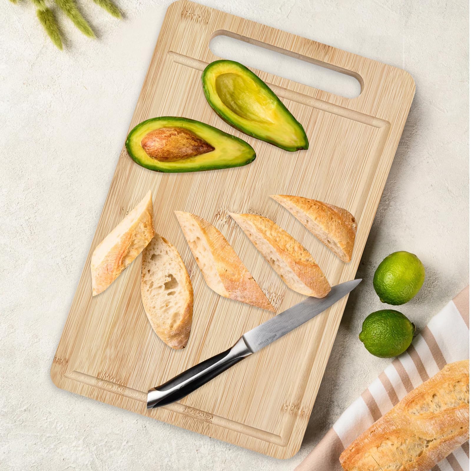 2 Pezzi Taglieri in Bambù, Tagliere da Cucina, Set Tagliere Cucina in Bamboo con Canalina per il Succo, 30.5x19.5x1.2cm Taglieri Legno, per Pane, Salami, Aperitivo e Impastare