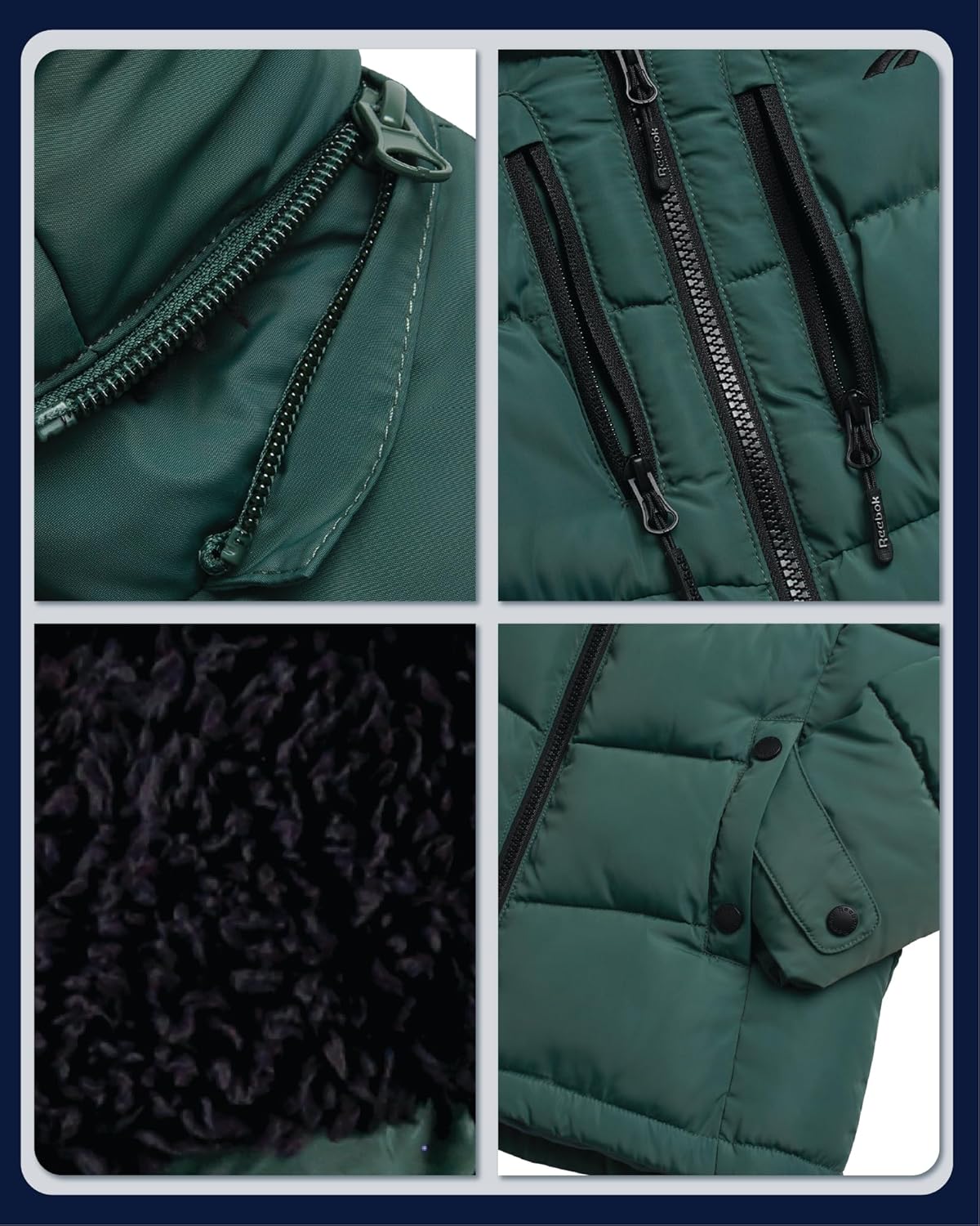 Reebok Girls Winter Coat - Heavyweight Quilted Girls Jacket Zip Up Weather Resistant Puffer Kids Winter Coat with Pockets - Image 3